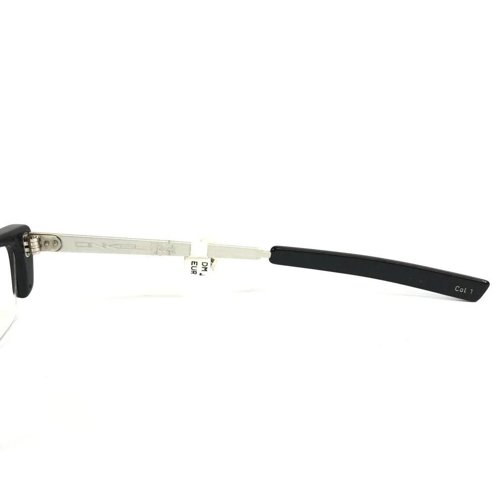 Onkel Eyeglasses Frames Zonk Col 1 Shiny Black Matte Silver Half Rim 50-18-138